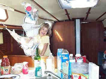 Diana overlooking the galley.